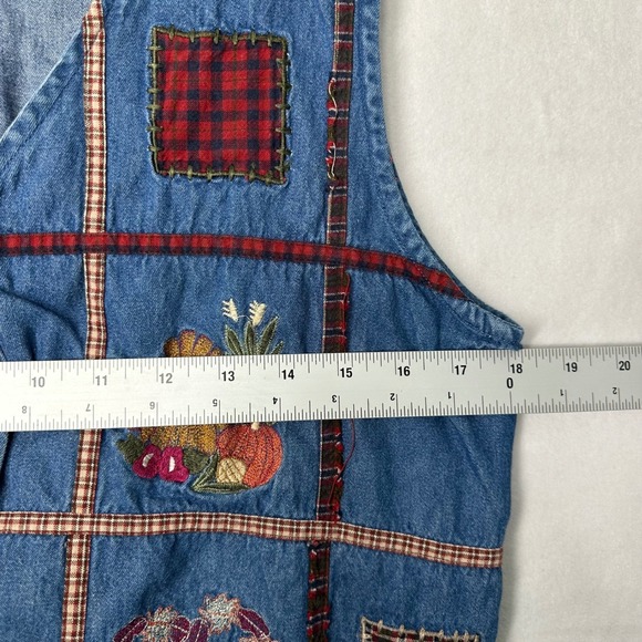 Bobbie Brooks Denim Vest Patchwork Embroidered Farmcore Cottagecore Size S - Picture 7 of 8